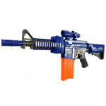 Puška so zásobníkom a nábojmi, 20 kusov - modro-oranžová